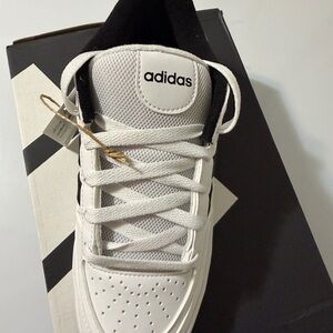 adidas White and Black Mesh-Laced Low-Top Sneaker